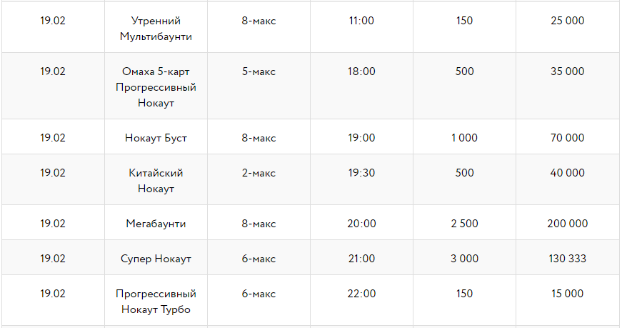 Серия Нокаут - расписание