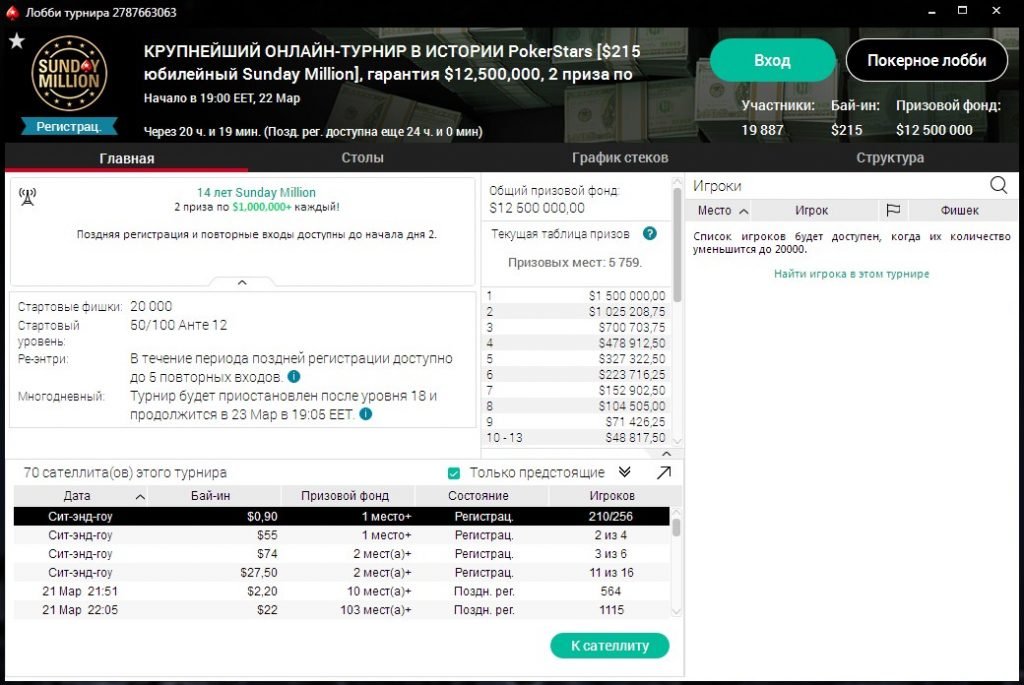 Юбилейный Sunday Million 2020