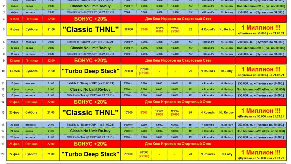 Турнирная сетка ПК «Diamond’s» на февраль