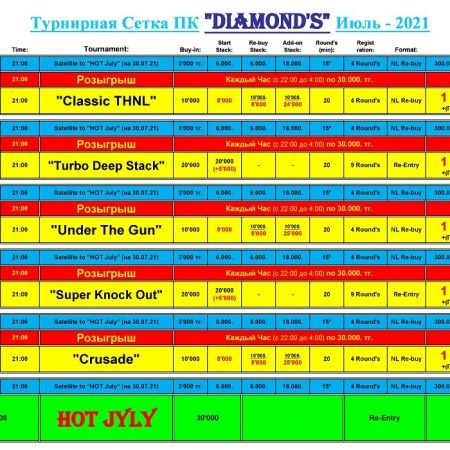Турнирное расписание ПК “Diamond’s”. Июль